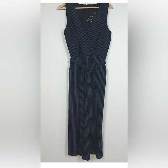 Lauren Ralph Lauren NEW Navy Pinstripe Jumpsuit Sz 12 Sleeveless - Picture 7 of 12